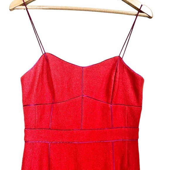 Banana Republic Wool Blend Piped Corset Dress in Vermillion Size 8 - Picture 3 of 9